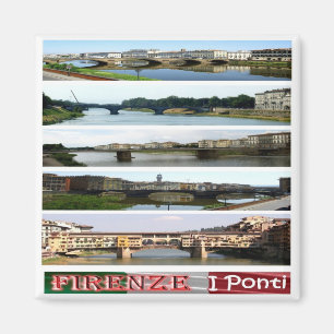 IT - Italien - Florenz - Brücken - Collage Mosaik Magnet
