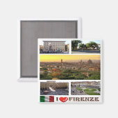 IT - Italien - Florenz - I Liebe - Collage Mosaik Magnet (Vorderseite/Rückseite)