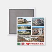 IT - Italien - Florenz - I Liebe - Collage Mosaik Magnet (Vorderseite/Rückseite)