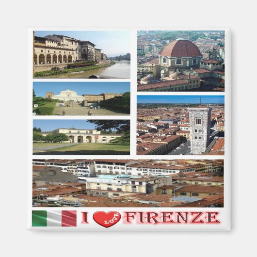 IT - Italien - Florenz - I Liebe - Collage Mosaik Magnet (Vorne)
