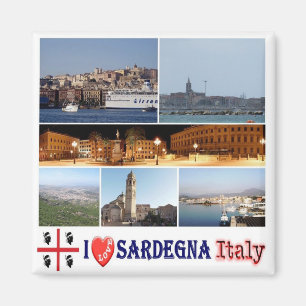 IT - Italien - Sardinien - I Liebe - Collage Mosai Magnet