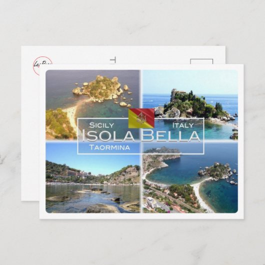 IT Italien - Sizilien - Taormina - Isola Bella - Postkarte (Vorne/Hinten)