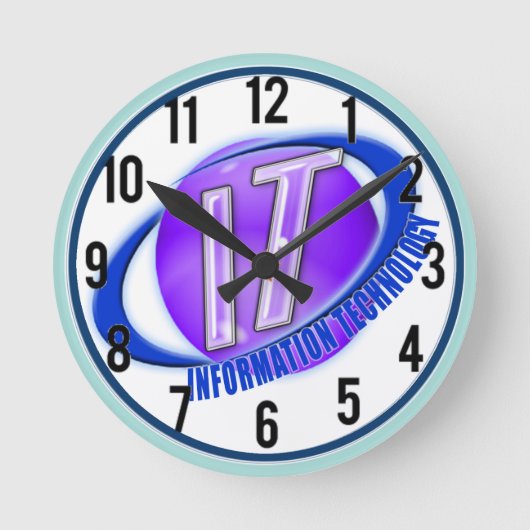 IT LOGO ORB/SWOOSH INFORMATION TECHNOLOGY RUNDE WANDUHR (Vorderseite)
