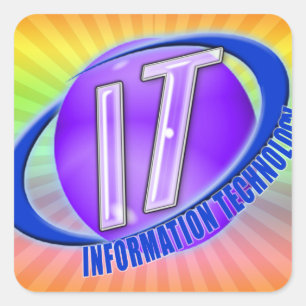 IT-LOGO ORB/SWOOSH-INFORMATIONSTECHNOLOGIE QUADRATISCHER AUFKLEBER