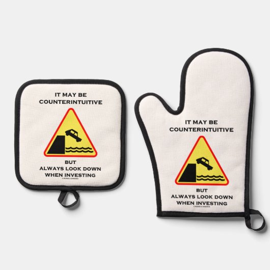 It May Be Counterintuitive Always Look Down Invest Ofenhandschuh & Topflappen-Set (Vorderseite)