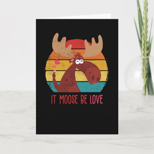 It Moose Be Love Funny Valentines Day Retro Karte (Vorderseite)