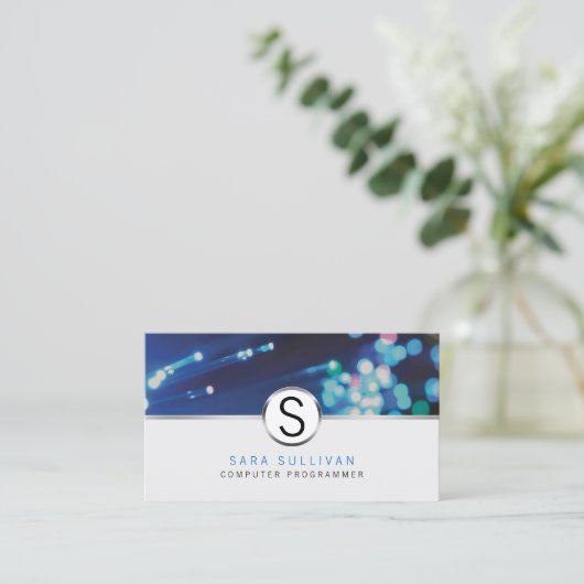 IT-Programmierer beherrschen Glasfaser-Leuchten Visitenkarte (Stehend Vorderseite)