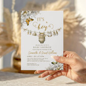 It’s a Boy Baby in Bloom Neutral Clothesline Einladung