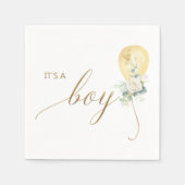 It’s A Boy Baby Shower –Gold Balloon & Greenery Serviette (Vorderseite)