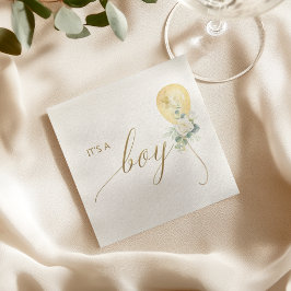 It’s A Boy Baby Shower –Gold Balloon & Greenery Serviette