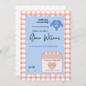 It’s a Boy Baby Shower Invitation | Gingham Blue C Einladung (Vorne/Hinten)