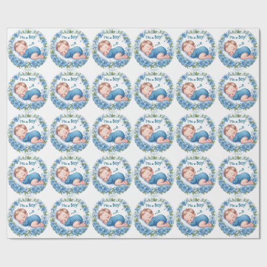 It’s a Boy Baby Shower Sticker Geschenkpapier (Flach)