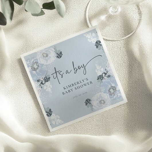 It’s A Boy Blue Floral Baby Shower Paper Napkins Serviette