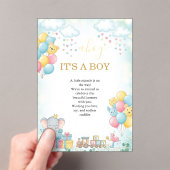 It’s a Boy Cute Baby Shower Invitation Card Acryleinladungen (Insitu (Handheld))