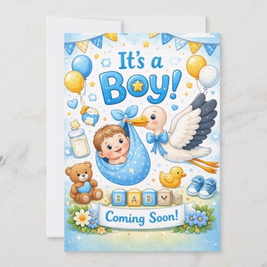 It’s a Boy Design – Baby Announcement  Einladung (Vorderseite)