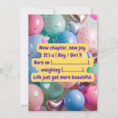 "It’s a [Boy/Girl]!" Reveal Card Mitteilungskarte (Vorderseite)