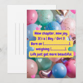 "It’s a [Boy/Girl]!" Reveal Card Mitteilungskarte (Vorne/Hinten)