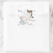 It’s a Boy Stork and Baby Runder Aufkleber (Tasche)