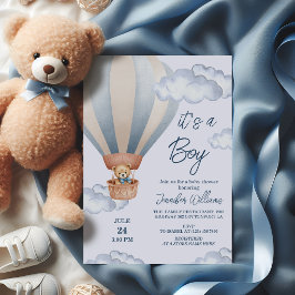 It’s a Boy Teddy Bear Hot Air Balloon Baby Shower Einladung