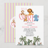 It’s A Girl-Baby Zoo Animals Invitation Einladung (Vorne/Hinten)
