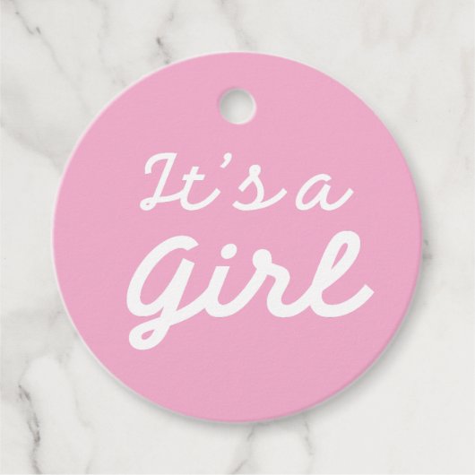 ׳It’s a Girl׳ Classic Pink Baby Shower Geschenkanhänger (Vorderseite)