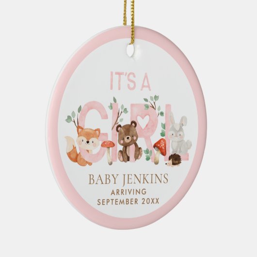 It’s a Girl Woodland Sonogram Photo Christmas Keramik Ornament (Rechts)