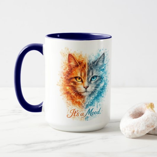 It’s a Mood Fire and Ice Cat Cool vs Hot cat lover Tasse (Mit Donut)