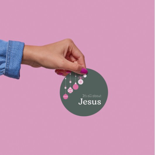 It’s All About Jesus – Christmas Sticker (Green)