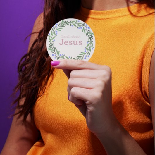 It’s All About Jesus – Pastel Christmas Wreath  Runder Aufkleber