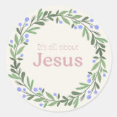 It’s All About Jesus – Pastel Christmas Wreath  Runder Aufkleber (Vorderseite)