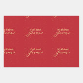 It’s All About Jesus – Red & Gold Christmas Geschenkpapier Set (Vorderseite 3)