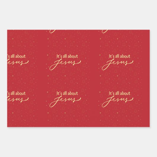 It’s All About Jesus – Red & Gold Christmas Geschenkpapier Set (Vorderseite 2)
