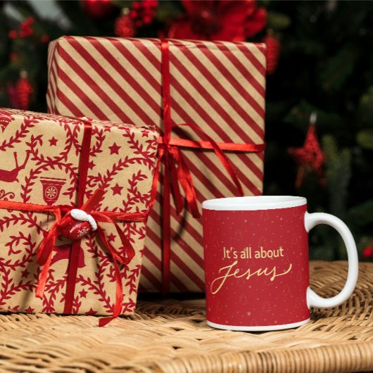 It’s All About Jesus – Red & Gold Christmas  Tasse