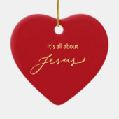 It’s All About Jesus – Red & Gold Heart Keramik Ornament (Hinten)