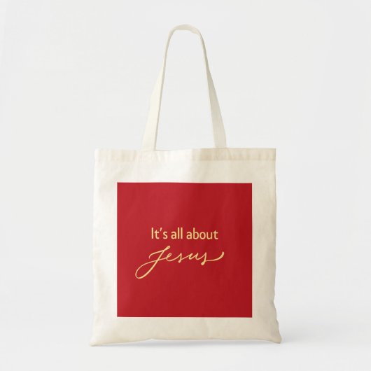 It’s All About Jesus – Red & Gold Minimalist Tragetasche (Vorne)