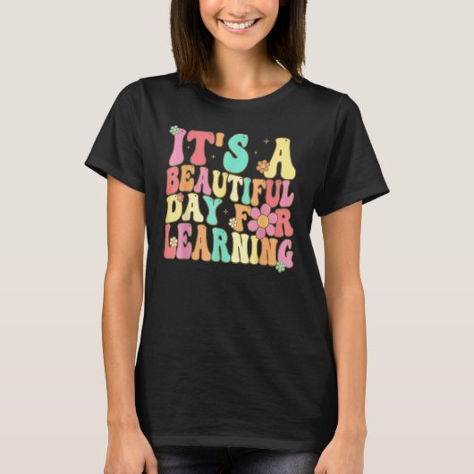 It s Beautiful Day For Learning Retro Teacher Stud T-Shirt (Vorderseite)
