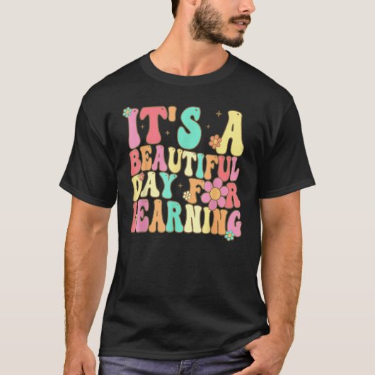 It s Beautiful Day For Learning Retro Teacher Stud T-Shirt (Vorderseite)