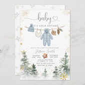 It’s Cold Outside Woodland Baby Shower Invitation Einladung (Vorne/Hinten)