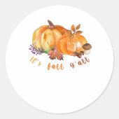 It’s Fall Y’all Autumn Leaves Pumpkin And Mushroom Runder Aufkleber (Vorderseite)
