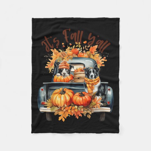 It’s Fall Y’all Border Collie Pumpkins Truck Autum Fleecedecke (Vorderseite)