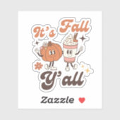 It’s Fall Y’all – Cute Kawaii Pumpkin & PSL Aufkleber (Blatt)