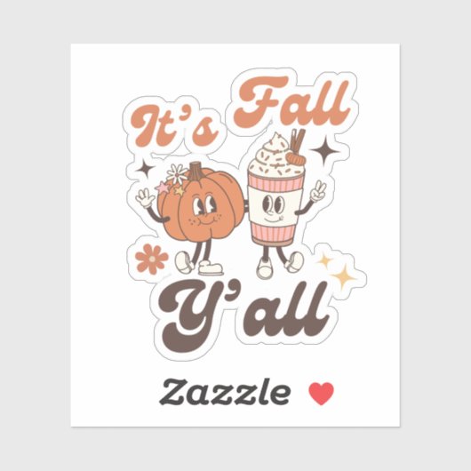 It’s Fall Y’all – Cute Kawaii Pumpkin & PSL Aufkleber (Blatt)