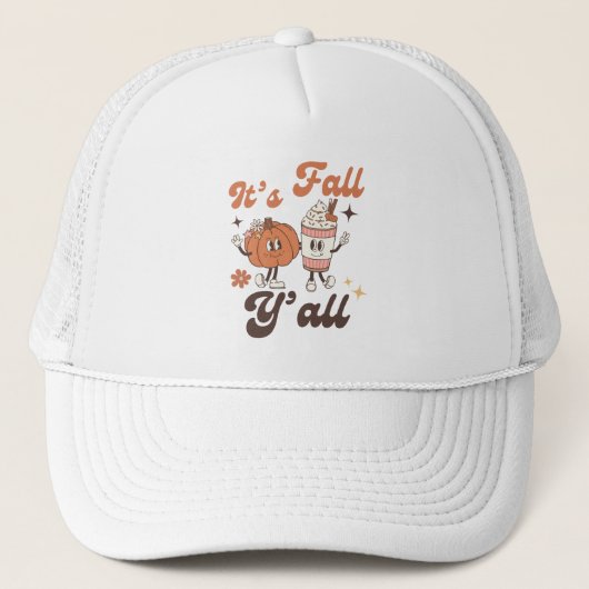 It’s Fall Y’all – Cute Kawaii Pumpkin & PSL Truckerkappe (Vorderseite)