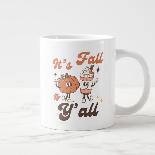 It’s Fall Y’all – Cute Kawaii Pumpkin Spice Latte Jumbo-Tasse (Rechts)