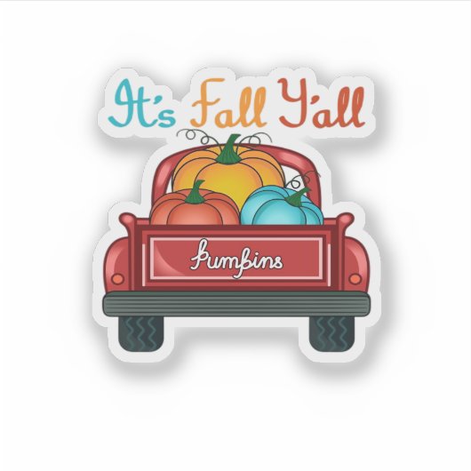 It’s Fall Y’all Pumpkin Red Aufkleber (Vorderseite)