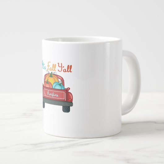 It’s Fall Y’all Pumpkin Red Jumbo-Tasse (Vorderseite Rechts)