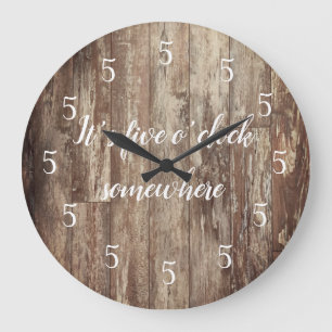 It’s Five O’clock Somewhere Shiplap  Large Clock Große Wanduhr