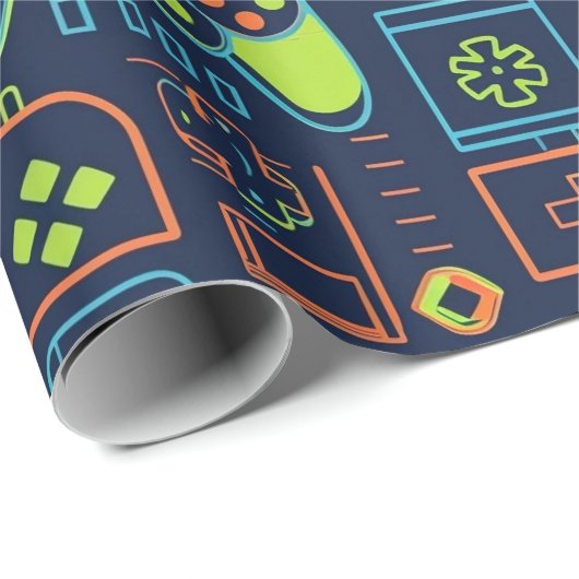It’s Game On Skull – Video Game Birthday Geschenkpapier (Rolleneckpunkt)