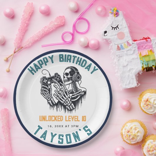 It’s Game On Skull – Video Game Birthday Pappteller (Party)
