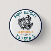 It’s Game On Skull – Video Game Birthday party Button (Vorderseite)
